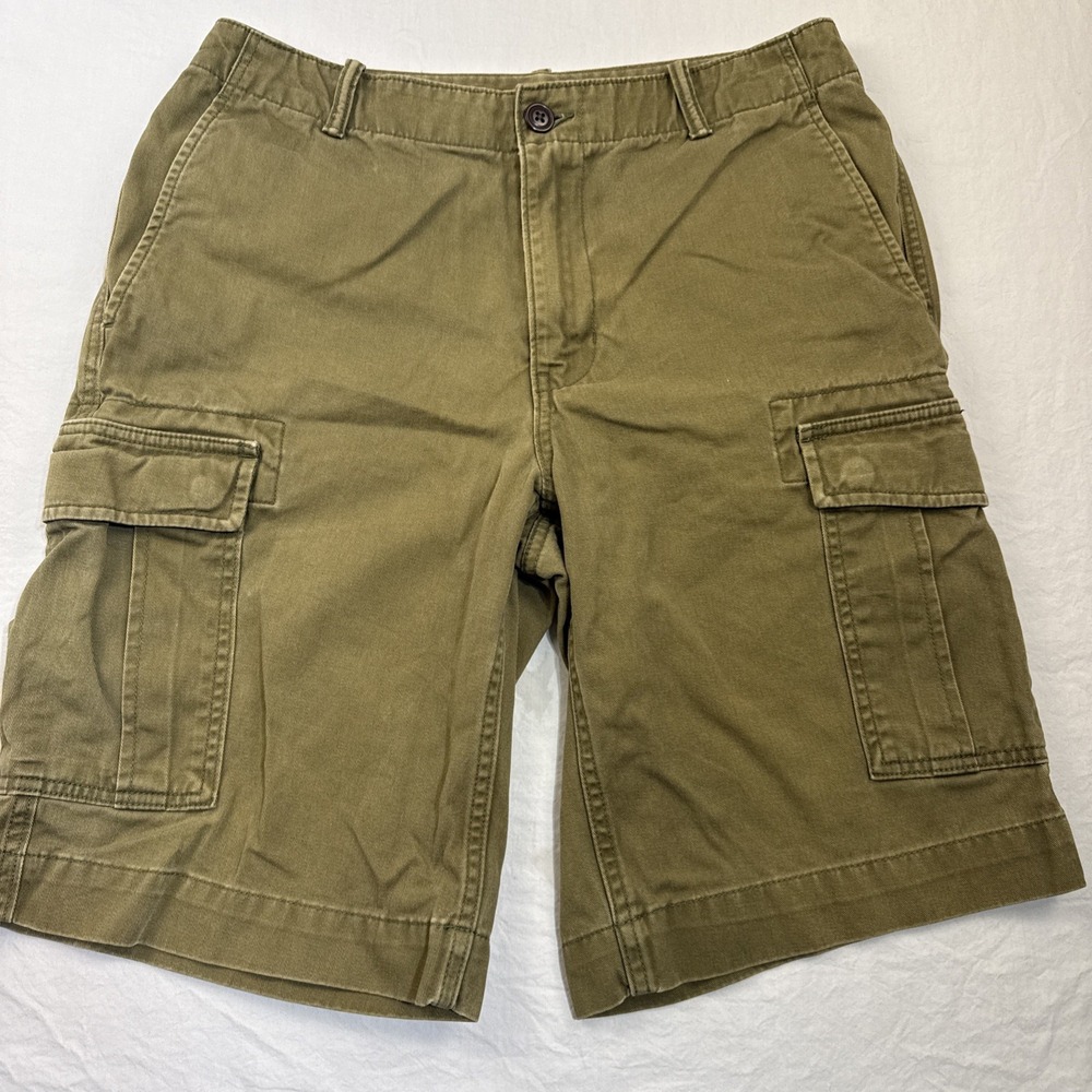 Lands' End Classic Fit Men's 30 TAN Green Cargo Shorts -